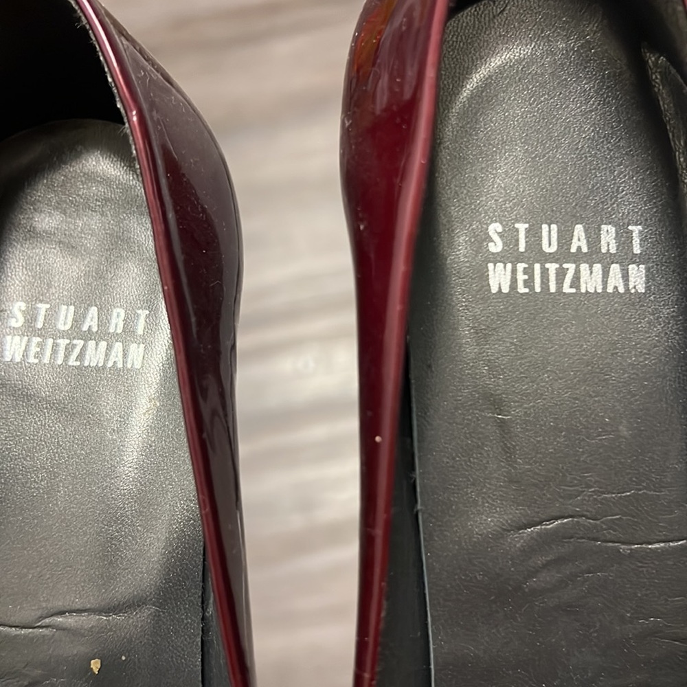 Stuart Weisman Peep Toe Ruby Red Heels - image 4